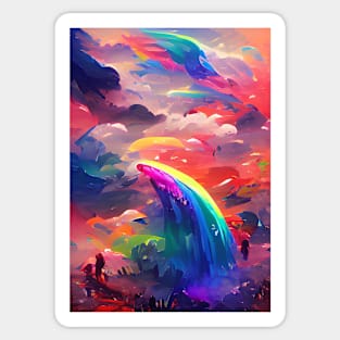 ABSTRACT RAINBOW POURING OUT OF THE CLOUDS Sticker